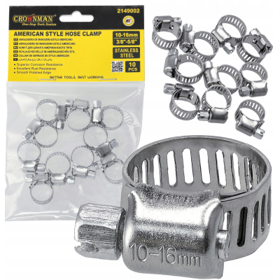 CROWNMAN Sada 10 ks ocelových stahovacích pásků 10-16mm