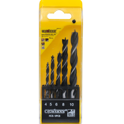 CROWNMAN Sada 5 ks vrtáků do dřeva 4-10 mm