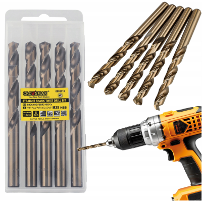 CROWNMAN Sada 5 ks vrtáků M35 HSS 5% kobalt - 11mm