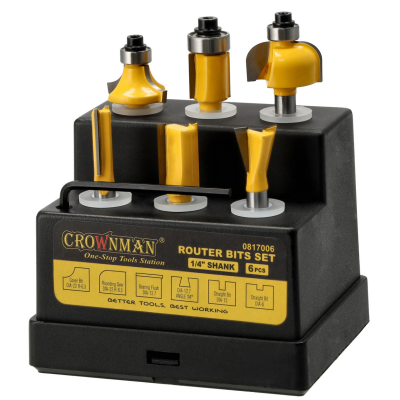 CROWNMAN Sada 6 ks rovných řezáků na dřevo 6,3 mm