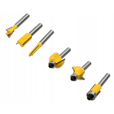 CROWNMAN Sada 6 ks rovných řezáků na dřevo 6,3 mm