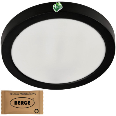 BERGE Kulatý přisazený panel černý 24W PC - neutrální bílý
