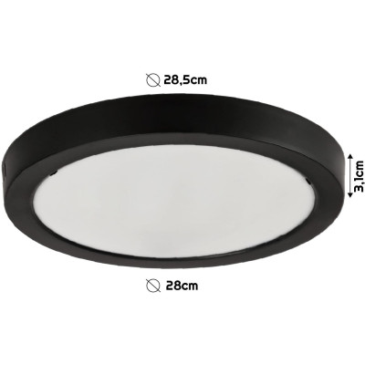 BERGE Kulatý přisazený panel černý 24W PC - neutrální bílý