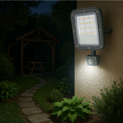 BERGE LED reflektor ODYN s pohybovým senzorem 30W - 2700lm - 4000K - IP66