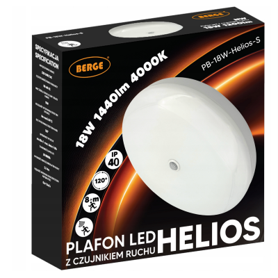 BERGE LED stropní svítidlo s pohybovým senzorem 18W - IP40 - neutrální barva