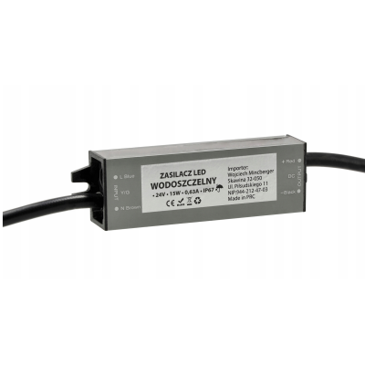 BERGE LED hermetický zdroj - 24V - 15W - 0,63A - IP67