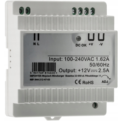 BERGE LED zdroj na DIN lištu 12V - 45W - 3,75A