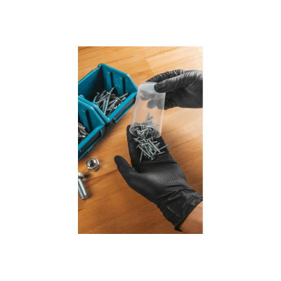 WUSSOW jednorázové nitrilové rukavice s diamantovou texturou černé (100 ks/balení)