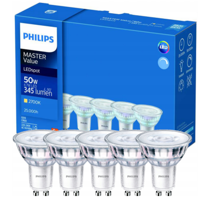 PHILIPS 5x LED žárovka Philips GU10 - 4,7W - 345lm - 2700K