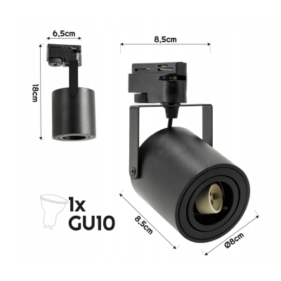 BERGE LED kolejnicové světlo GU10 - černé