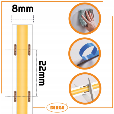 BERGE LED pásek COB Neon 12V - 480D - 9W/m - IP20 - 990lm - 5m - neutrální barva