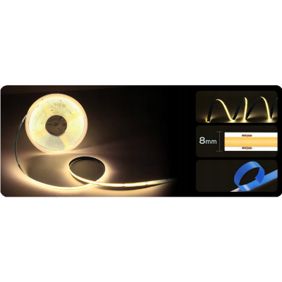 BERGE LED pásek COB Neon 12V - 480D - 9W/m - IP67 - 990lm - 5m - neutrální barva