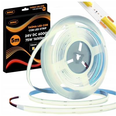 BERGE LED pásek COB Neon 24V - 528D - 15W/m - IP20 - 1650lm - 5m - studená barva