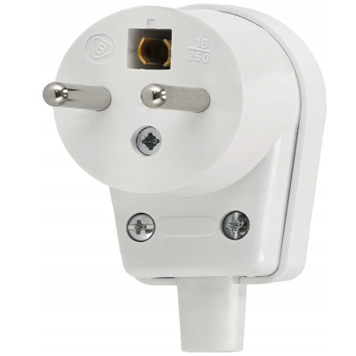 BERGE Bílá úhlová zástrčka s uzemněním 250V - 16A 3x2,5mm2
