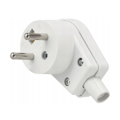 BERGE Bílá úhlová zástrčka s uzemněním 250V - 16A 3x2,5mm2