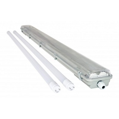 Prachotěsné svítidlo + 2x LED trubice High Lumen - T8 - 120cm - 18W - studena bílá - 4680Lm