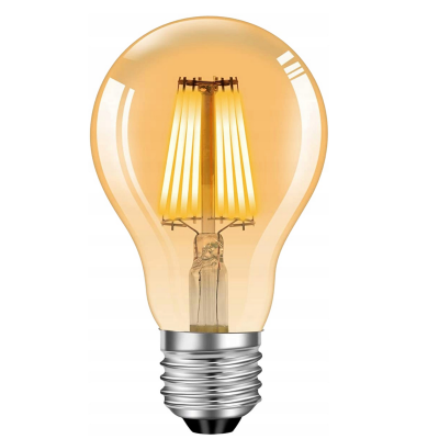 BERGE LED žárovka E27 s vláknem Amber - 8W - teplá bílá