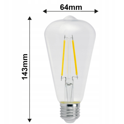 BERGE LED žárovka s vláknem E27 - ST64 - 8W - teplá bílá