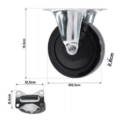 CROWNMAN Otočná gumová nábytková kolečka 5" - 4 ks