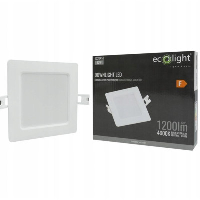 ECOLIGHT LED stropní svítidlo zapuštěné 12W 1200lm 4000K čtvercové