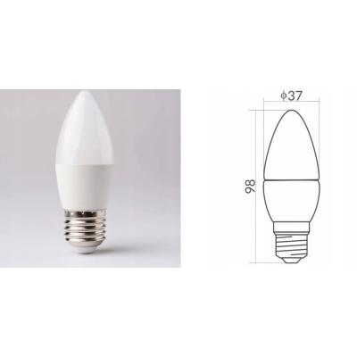ECO LIGHT LED žárovka E27 C37 10W 3000K 900lm 230V - teplá bílá