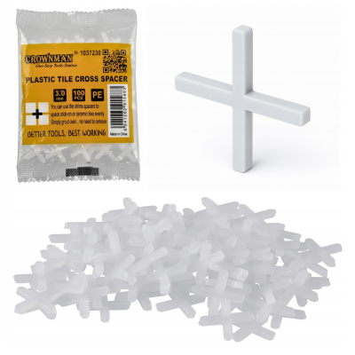 CROWNMAN Plastový kříž na dlaždice 3,0 mm - 100 ks
