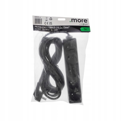ECO LIGHT Prodlužovací kabel, prodlužovací kabel, 5 zásuvek, 230V, 5m, uzemněný