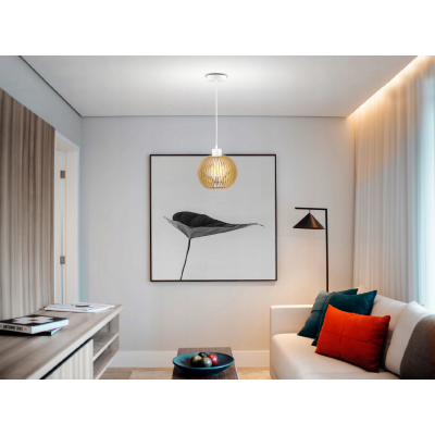 BERGE Závěsná stropní lampa - dřevěná koule