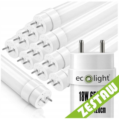 10x LED trubice 120cm 18W 6500K 1800lm T8 G13 - studená bílá