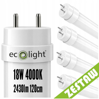 4x LED trubice 120cm 18W 2430lm 4000K G13 T8