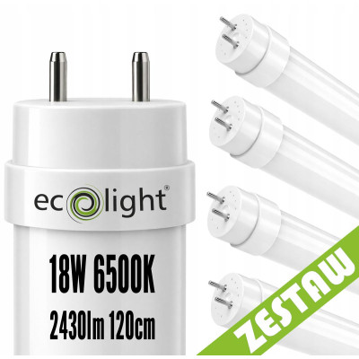 4x LED trubice 120cm 18W 2430lm 6500K T8 G13