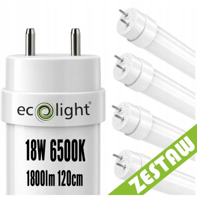 4x LED trubice 120cm 18W 6500K 1800lm T8 G13 - studená bílá