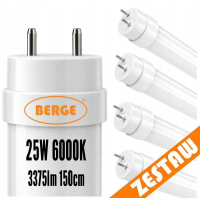 4x LED trubice 150cm - T8 25W - 3375lm - 6500K - studená bílá