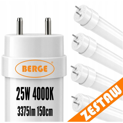 4x LED trubice 150cm T8 25W 3375lm 4000K - neutrální bílá