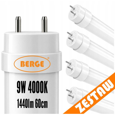 4x LED trubice 60cm T8 9W 1440lm 4000K - neutrální bílá