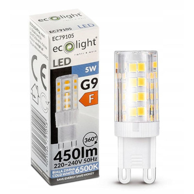 LED žárovka G9 5W 450lm - studená bílá