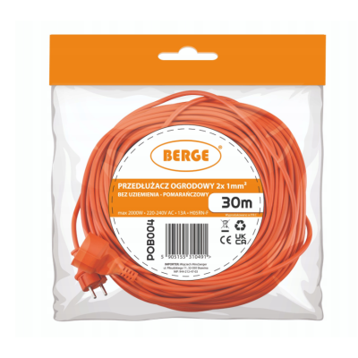 Prodlužovací kabel 30m pro zahradní sekačku, stavební, dlouhý 230V 2x1mm2 13A 2000W