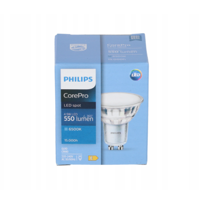 SADA 10x GU10 LED žárovka PHILIPS 4,9W 550lm - studená bílá