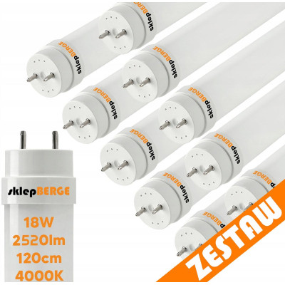 SADA 10x LED trubic 120CM T8 18W 2520lm 140LM/W 4000K silné světlo