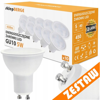 SADA 10x LED žárovek GU10 5W 450lm - neutrální bílá