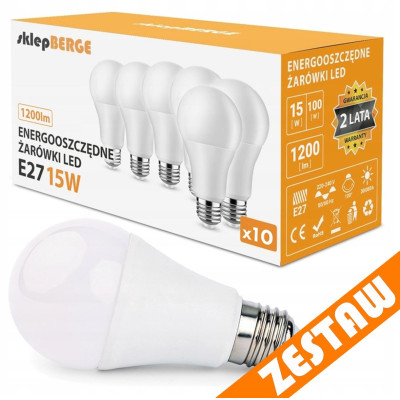 SADA 10x LED žárovka E27 A60 15W 1200lm 3000K - teplá bílá