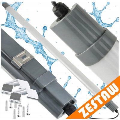 SADA 2 LED lamp 120cm 36W 3000lm Hermetické svítidlo IP65 do garáže, dílny