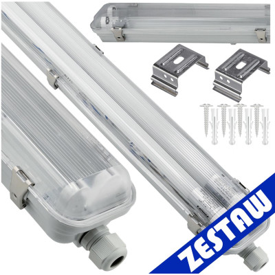 SADA 2x LED hermetických svítidel Philips 2x128cm pro garáž a dílnu s trubkami