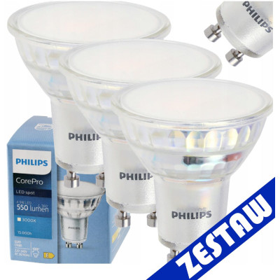 SADA 3x žárovka Philips GU10 4,9W 550lm 112lm/W 4000K EyeComfort