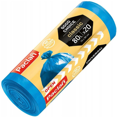 Pytle na odpad CLASSIC 80L 20 ks Paclan Blue Waste 70 x 90cm