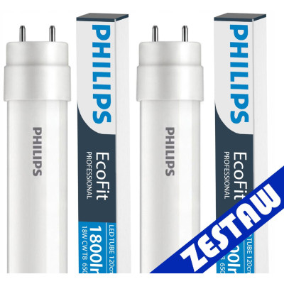 SADA 2x LED trubice Philips 120cm 17,5W 800lm 6500K 30000h EcoFit