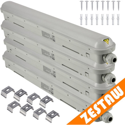 SADA 4 ks hermetického svítidla PILA 60cm 18W 4000K 2000lm IP65