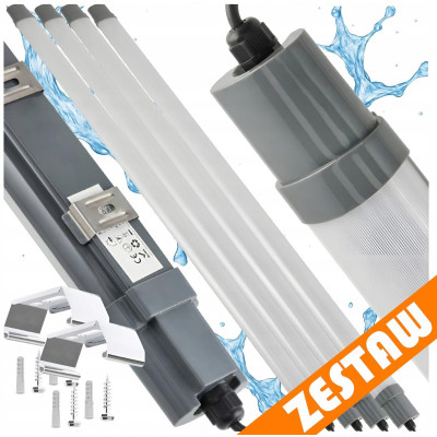 Sada 4 LED lamp 120cm 36W 3000lm hermetické svítidlo IP65 do garáže, dílny