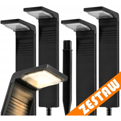 SADA 4 solárních LED zahradních lamp na zahradní sloupky se senzorem soumraku