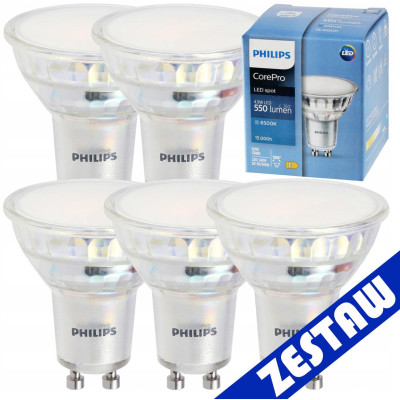 SADA 5x žárovka Philips GU10 4,9W 550lm 112lm/W 6500K EyeComfort CorePro